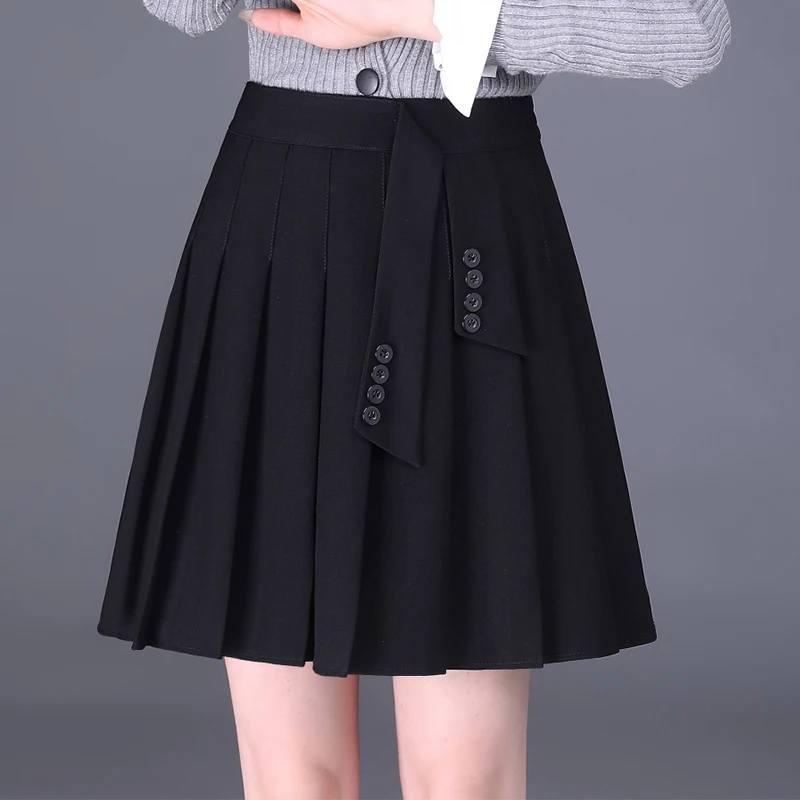 百褶裙女春秋2023新款韩版A字短裙显瘦百搭学院风高腰西装半身裙