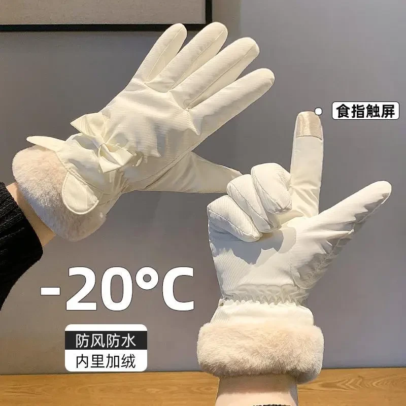 兔耳朵手套防寒女冬季加绒加厚骑行保暖防冻电动车冬天挡风手套CC