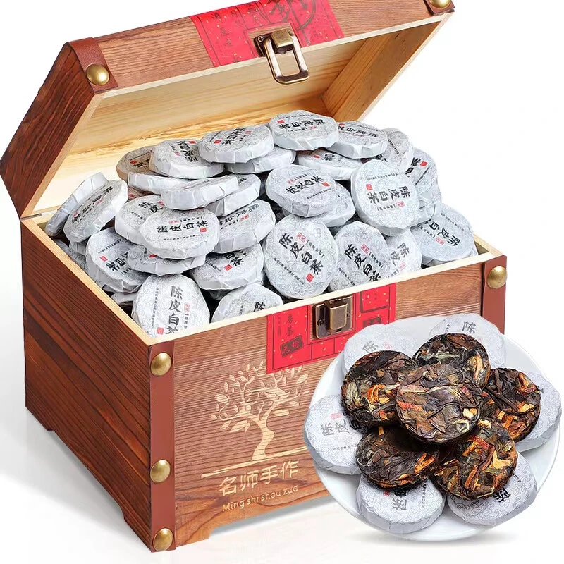 匠界陈皮白茶500g/箱茶叶正宗新会小茶饼干寿眉茶叶木箱礼盒装