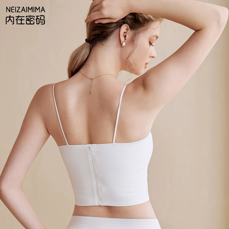 内在密码美背拉链吊带自带胸垫外穿内搭防走光免穿文胸背心女0285
