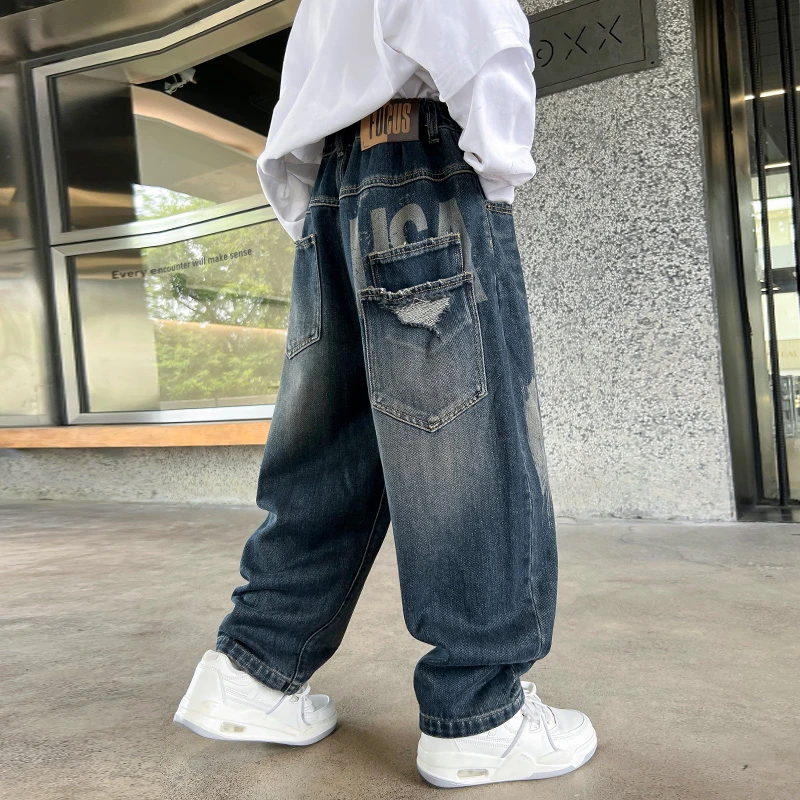 男童秋装牛仔裤2024新款韩版小脚儿童春秋季长裤裤子洋气大男孩潮