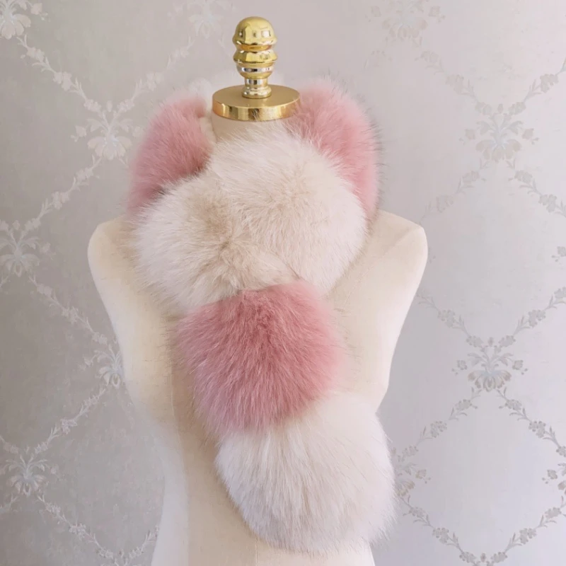 秋冬多彩正宗狐狸毛皮草围巾时尚彩色真皮草毛毛围脖毛领冬季保暖