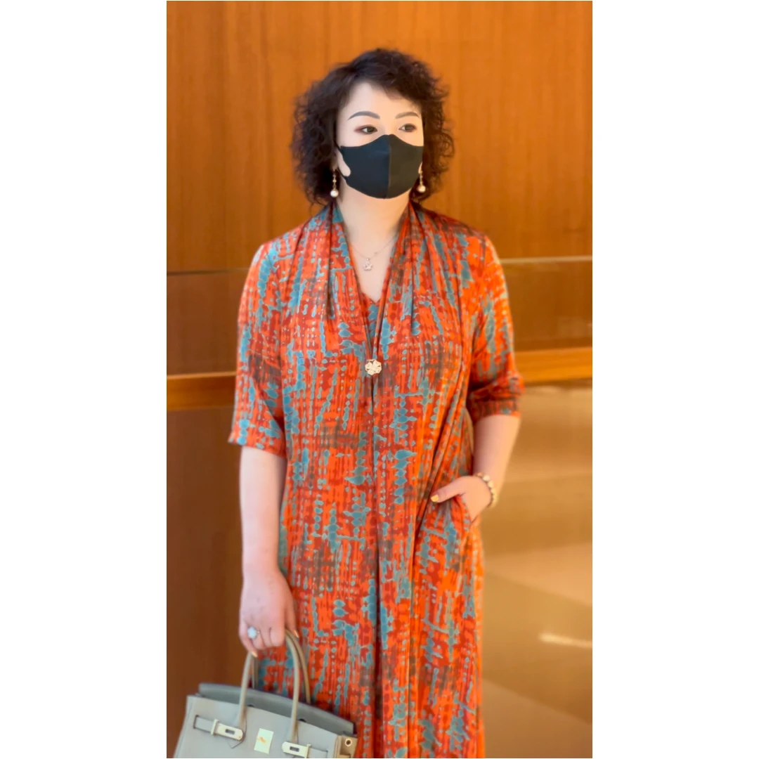 Juerun/觉闰【爱玛橙】}设计师女装气质印花宽松连衣裙JR3BH006