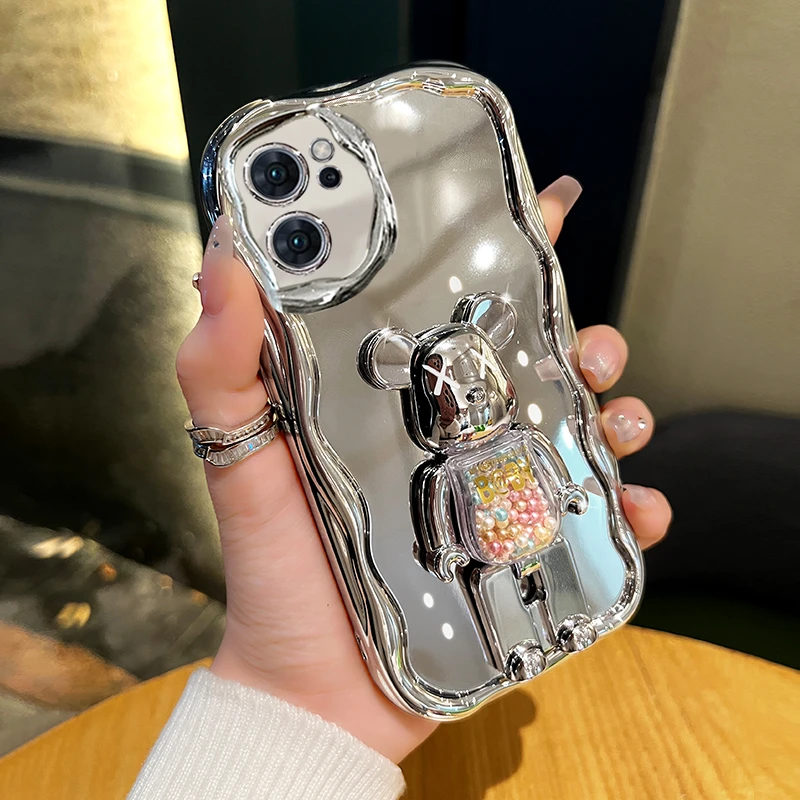 适用oppoReno7/7pro手机壳新款高级感糖果熊支架情侣款防摔保护套