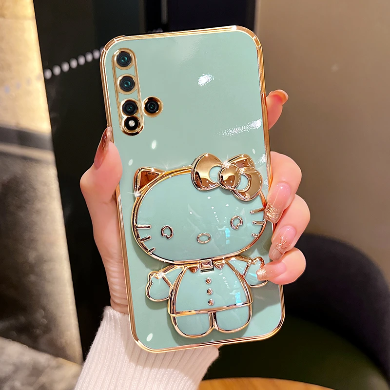 适用华为nova5手机壳nova5pro可爱猫咪补妆镜支架保护防摔女款软k
