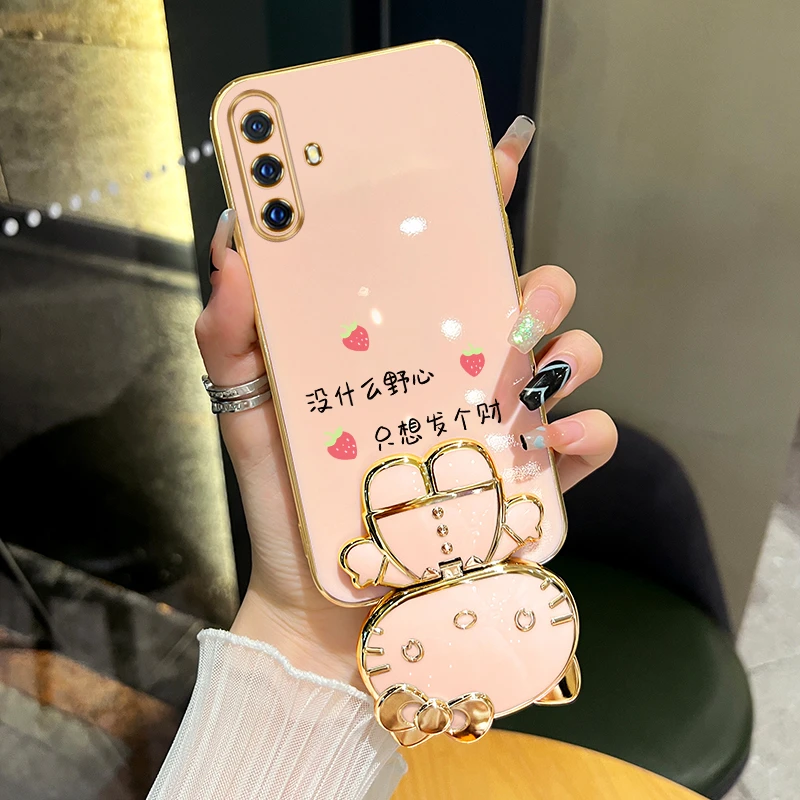 适用vivox30/x30pro手机壳没什么野心猫咪补妆镜支架保护网红女款