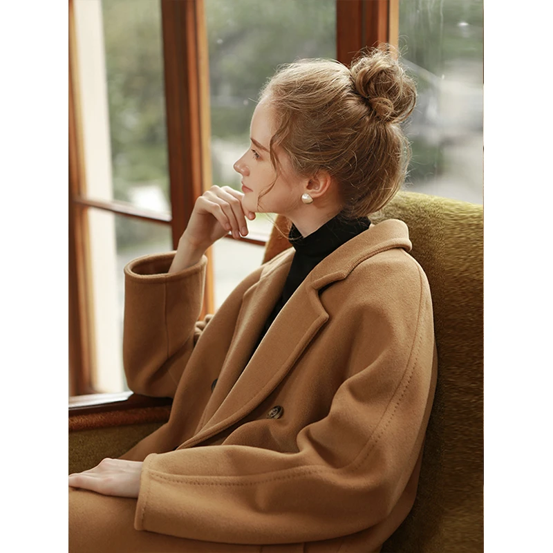 柔软时光｜经典款驼色羊绒大衣高端毛呢外套中长款气质修身显瘦