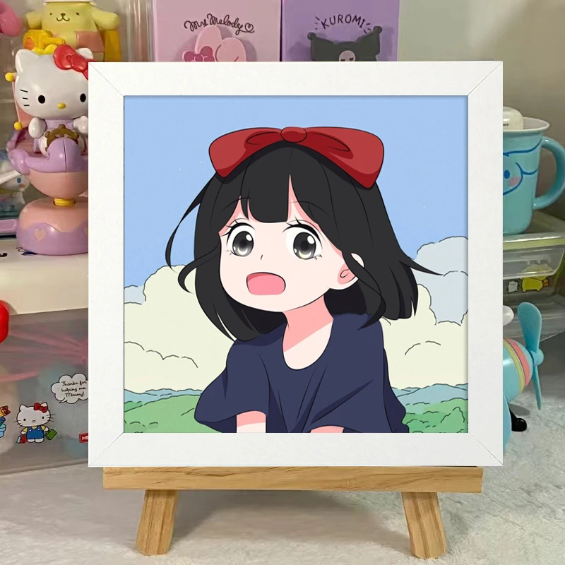 带框钻石画卡通动漫女孩儿童DIY手工粘贴画送同学礼物新款满钻贴