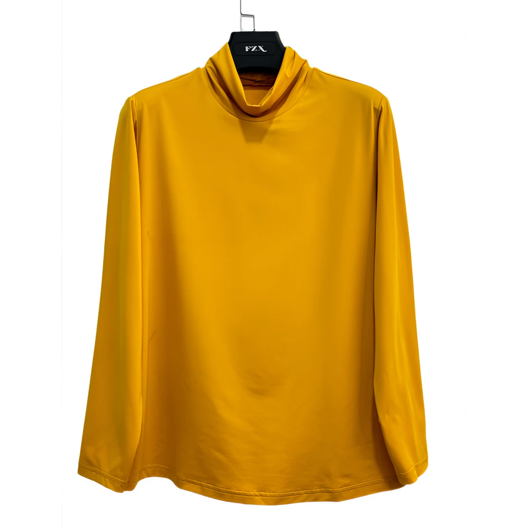 欧领素色加绒底衫