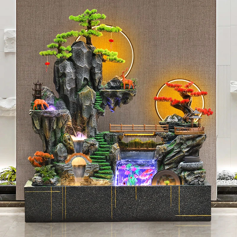 大型假山循环流水摆件生财风水鱼缸室内景观造景户外水池装饰喷泉