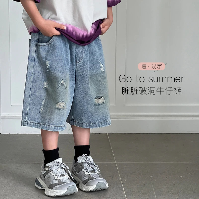 【2024现货夏装】男童牛仔短裤儿童脏脏中裤 ivan家童装 伍 DZ4228
