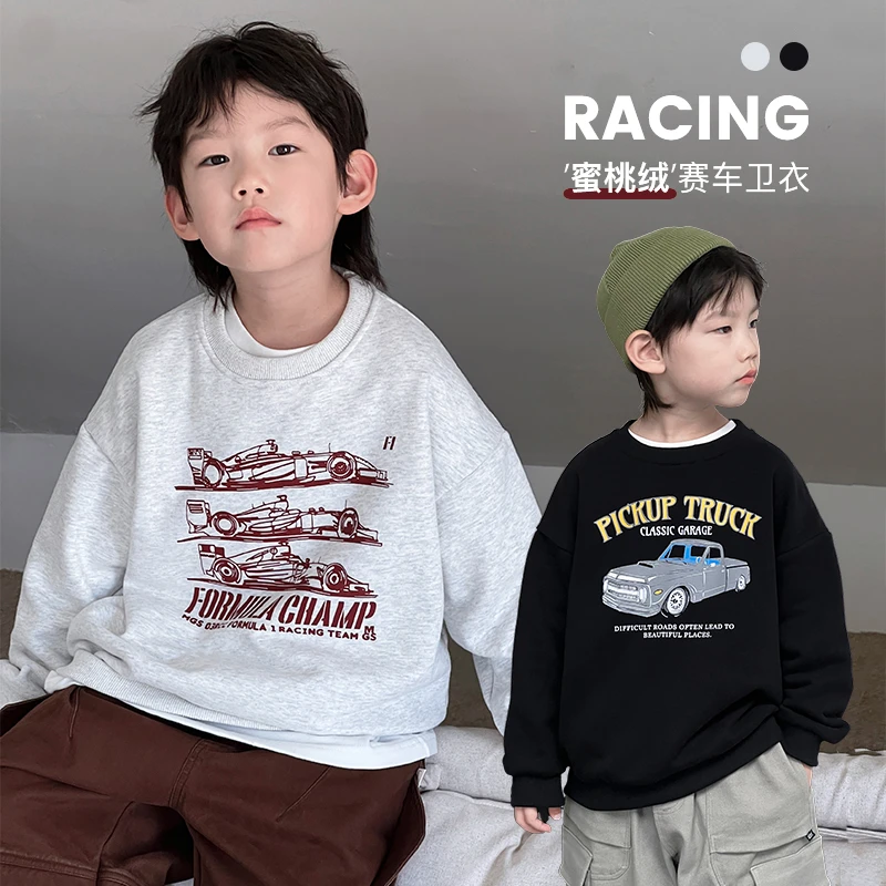 【2024现货冬装】男童汽车卫衣儿童套头上衣 ivan家童装 杨 DZ4398