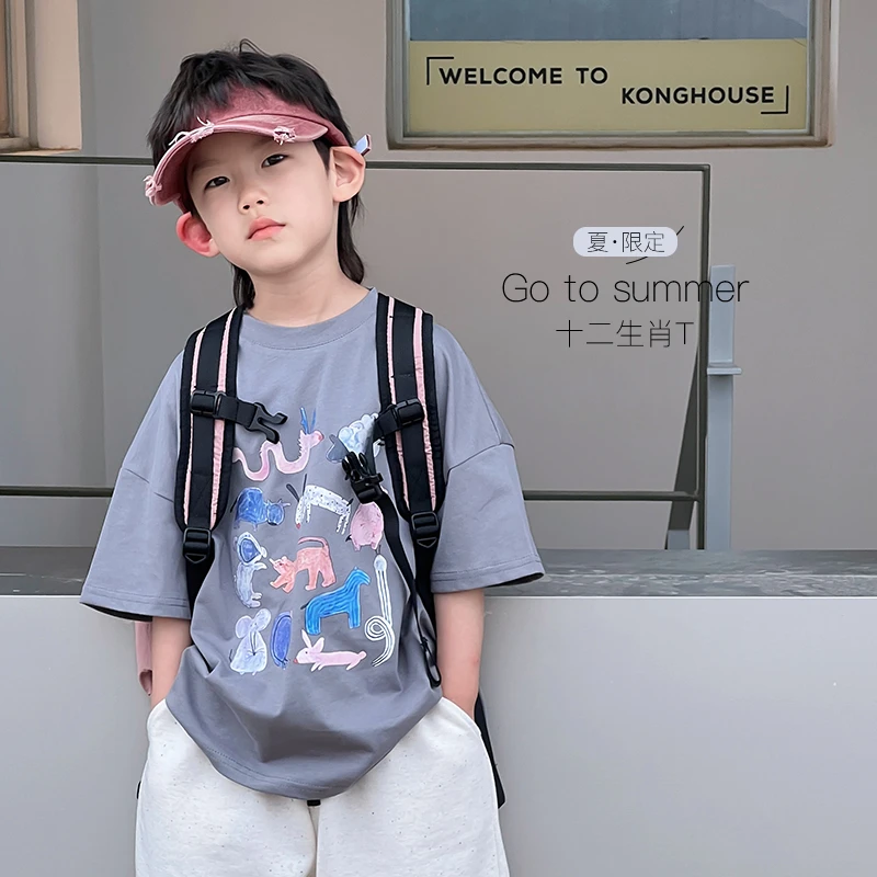 【现货夏装】男童十二生肖短袖儿童T恤 ivan家童装 杨 DZ4161