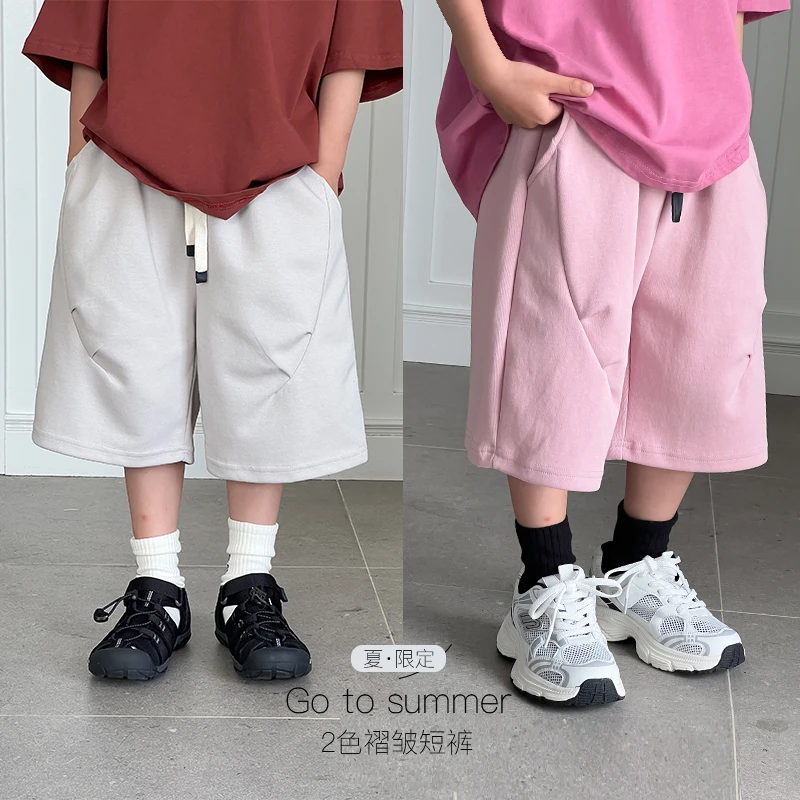 【裤子，100-150】男童收褶中裤儿童潮流短裤 ivan家童装 杨 DZ4165