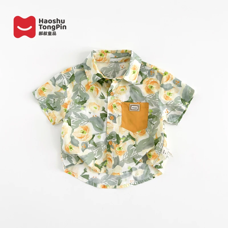 郝叔童品HJ4266夏季新款男童短袖衬衫2024时尚个性帅气小男孩