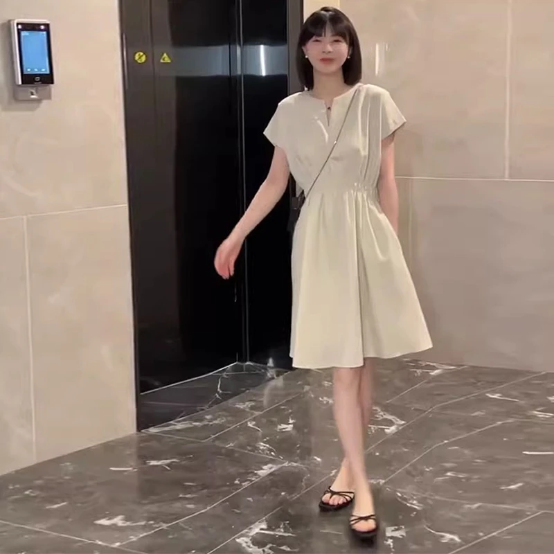 YMB735显瘦气质法式长裙清纯高级感衬衫连衣裙子小个子新款夏季女