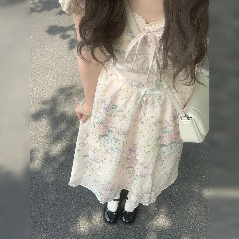 YM3392法式粉色碎花连衣裙子新款夏季高级感设计感仙气长裙温柔风