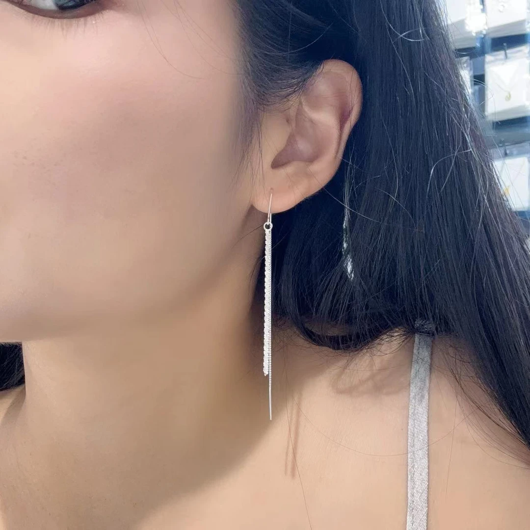 925银耳饰 满天星流苏耳线2024年新款潮长款耳环轻奢高级感耳坠