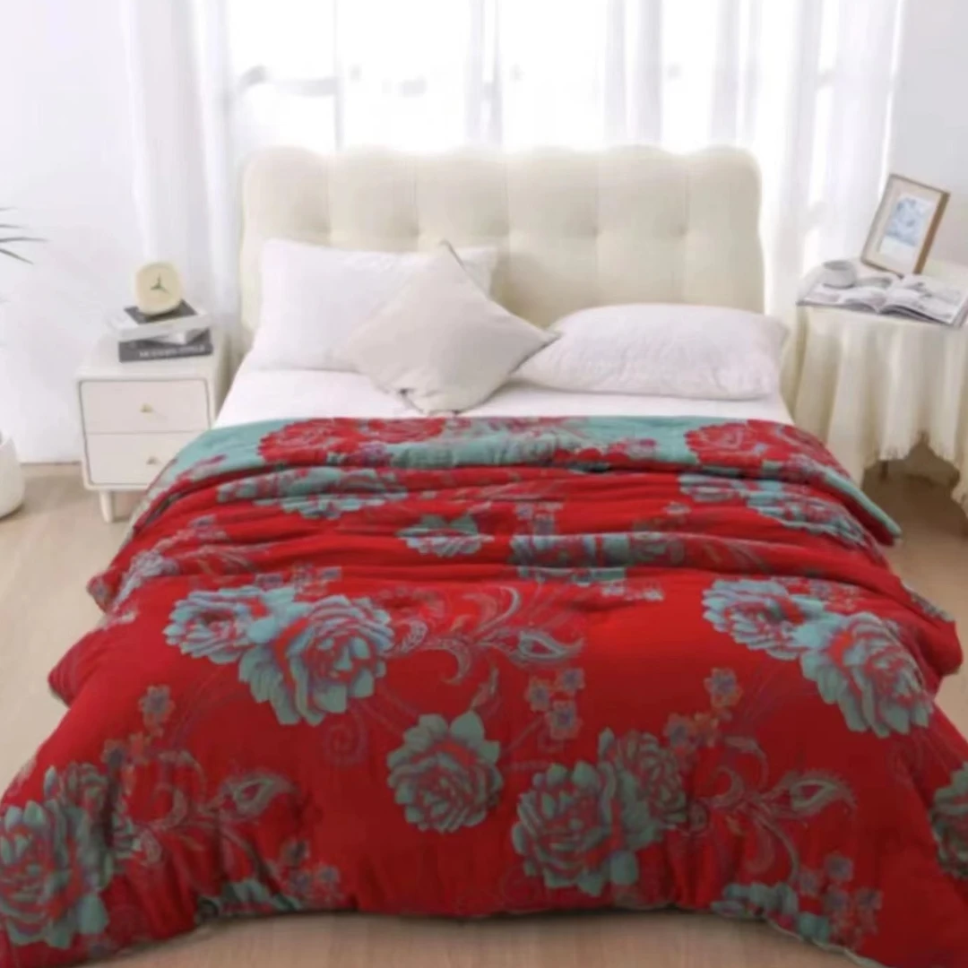 【花开牡丹】纯棉双层纱秋冬被200*230cm