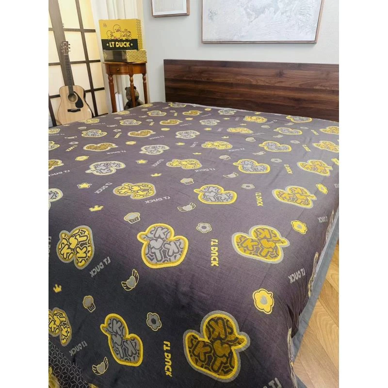 【黑金小黄鸭-布料】纯棉双层纱床单（240*250cm）