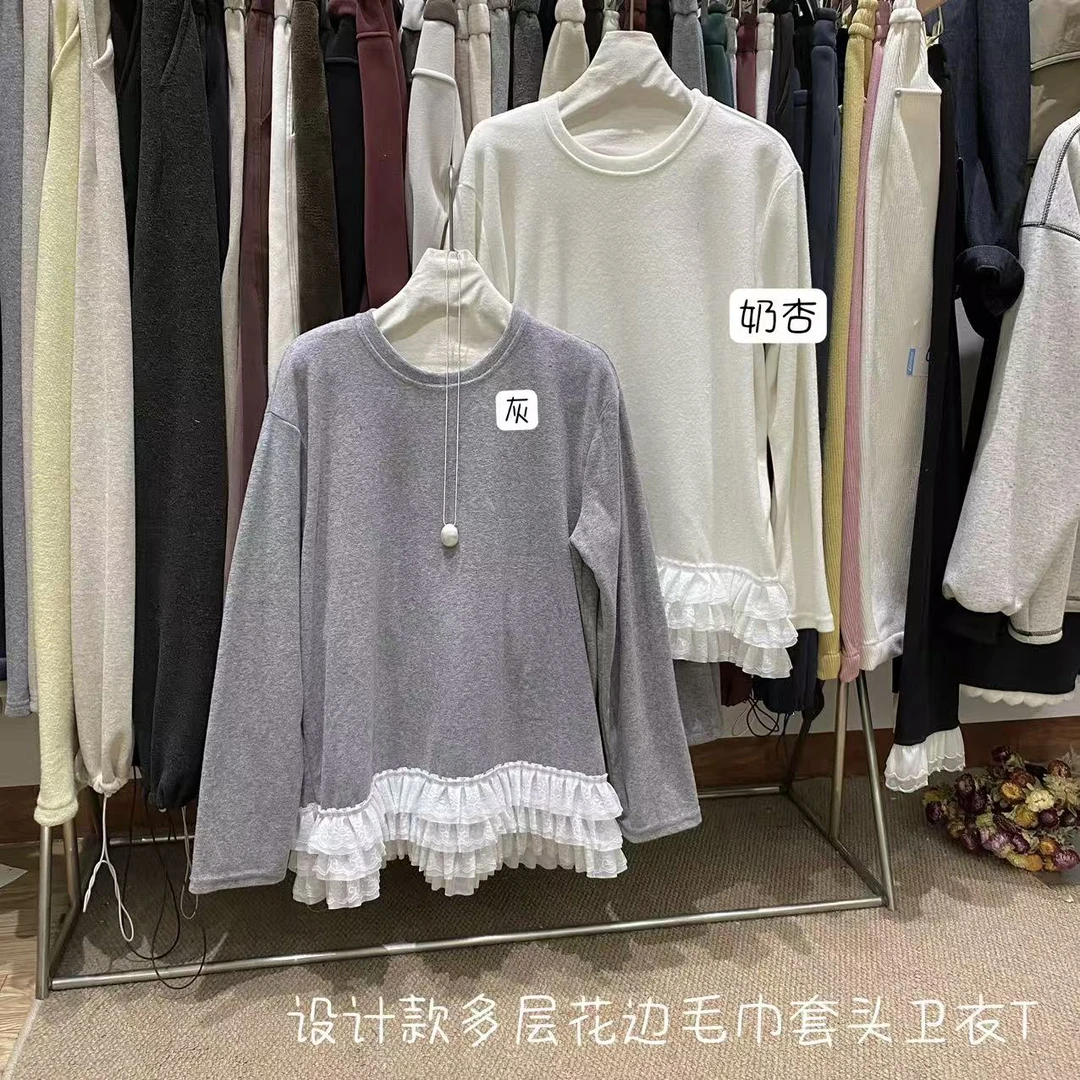 33推荐 YM#8106 十三行日系设计款毛巾多层花边卫衣T恤 01-03
