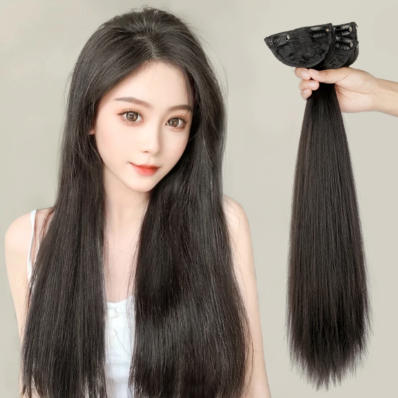 佳丽仟丝三片式直发接发片假发女款仿真自然假发片隐形蓬松假发片