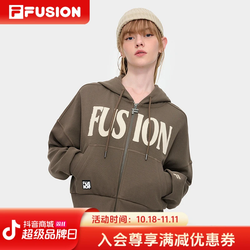 FILA斐乐秋季街头潮流宽松连帽卫衣女款休闲长袖上衣T11W433502F