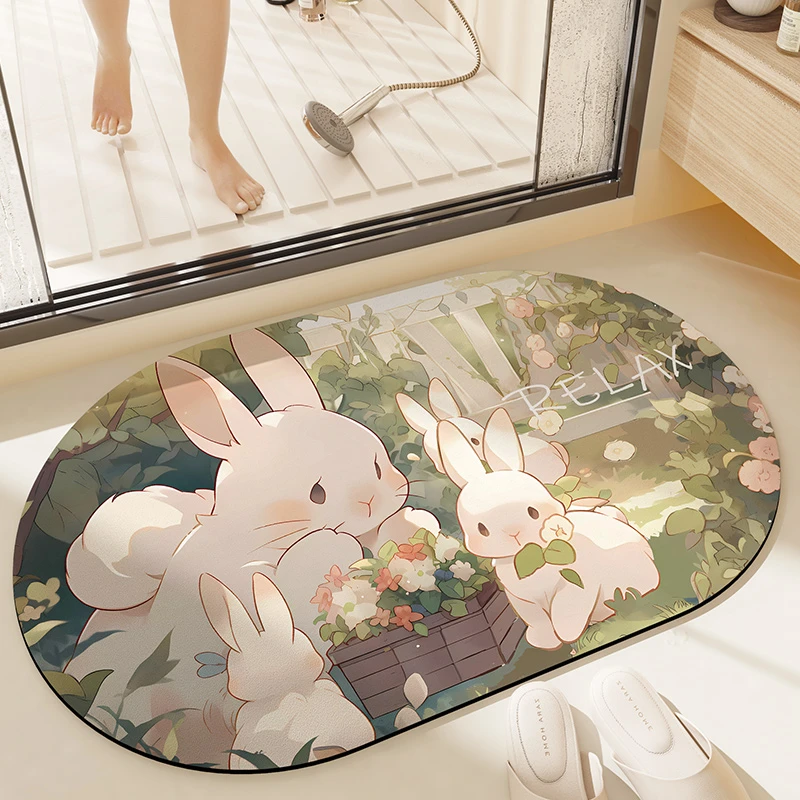 大江卫生间地垫浴室门口速干吸水垫厕所垫子爆款硅藻泥软垫防滑垫