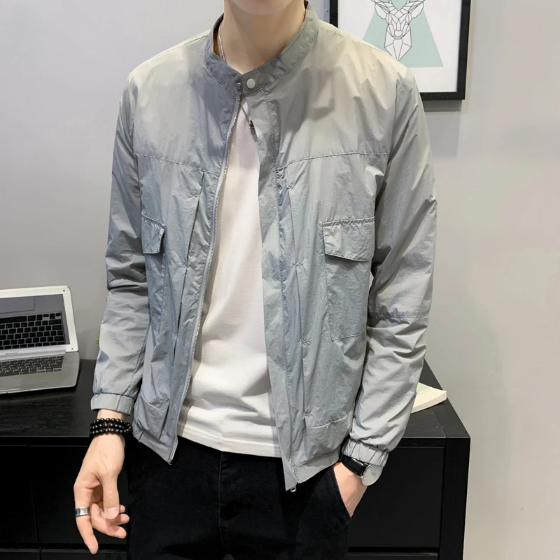 薄款外套男2024夏季潮流立领防晒衣透气超薄褂子男士痞帅休闲上衣