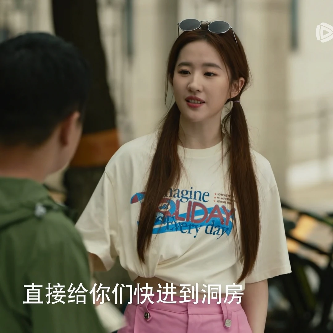 玫瑰的故事刘亦菲黄亦玫同款圆领印花短袖纯棉休闲宽松t恤夏季女