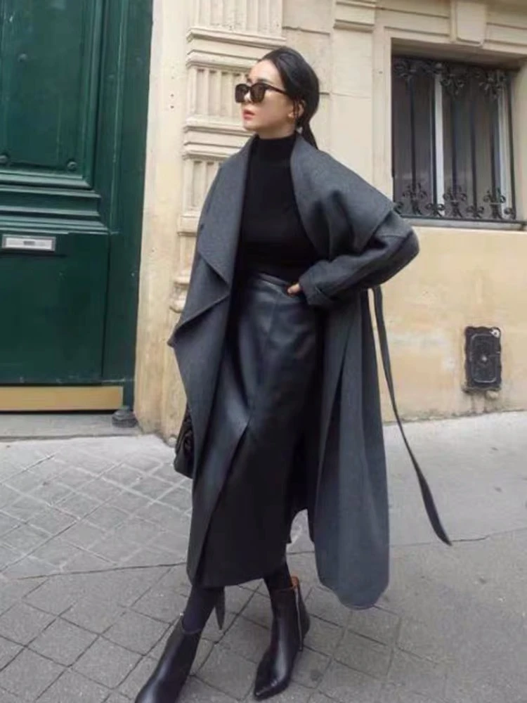 2025冬款个性大翻领设计师款双面羊毛大衣中长款气质显瘦羊毛外套