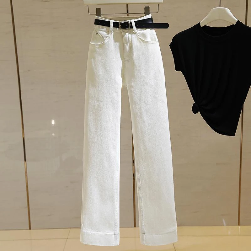 culv高腰加绒直筒牛仔裤女2024秋冬新款百搭显瘦小个子烟管九分裤