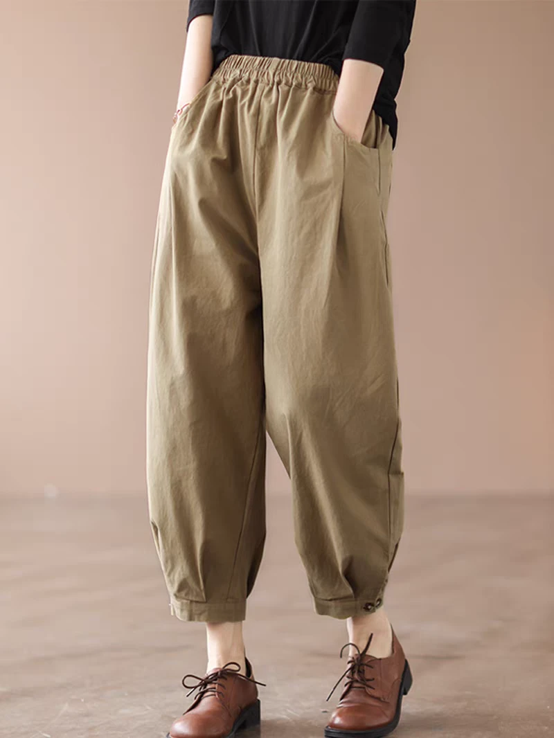 宽松显瘦哈伦裤女新款通勤百搭高腰九分休闲裤女