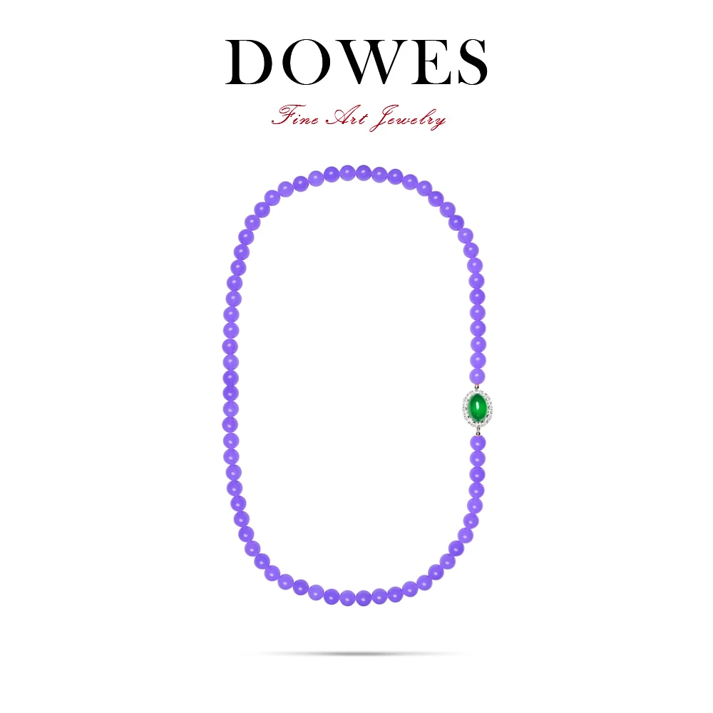 DOWES  10mm冰冰姐同款紫色圆珠项链银扣头