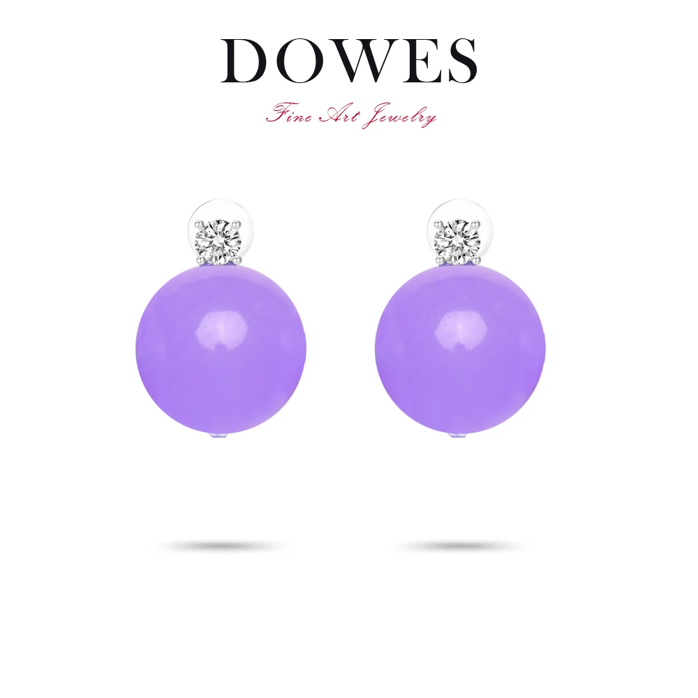 DOWES 925银合成锆石耳饰  紫珠简约轻奢百搭国风耳饰