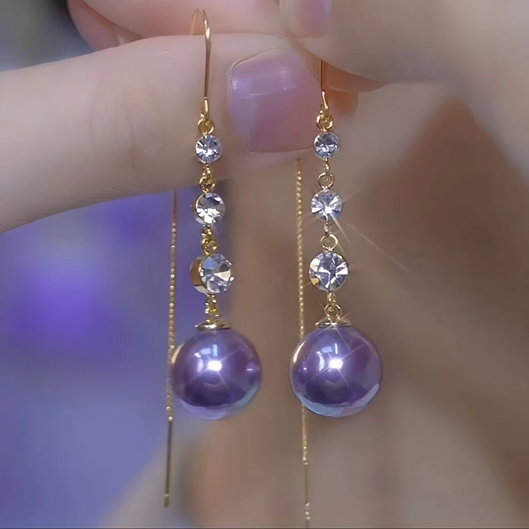 KISS MAX 高级感小众紫色长款流苏耳环（38390）