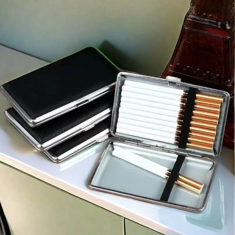 烟盒夏天男士专用粗中细款金属皮革抗压防汗便携细支烟盒必备高档