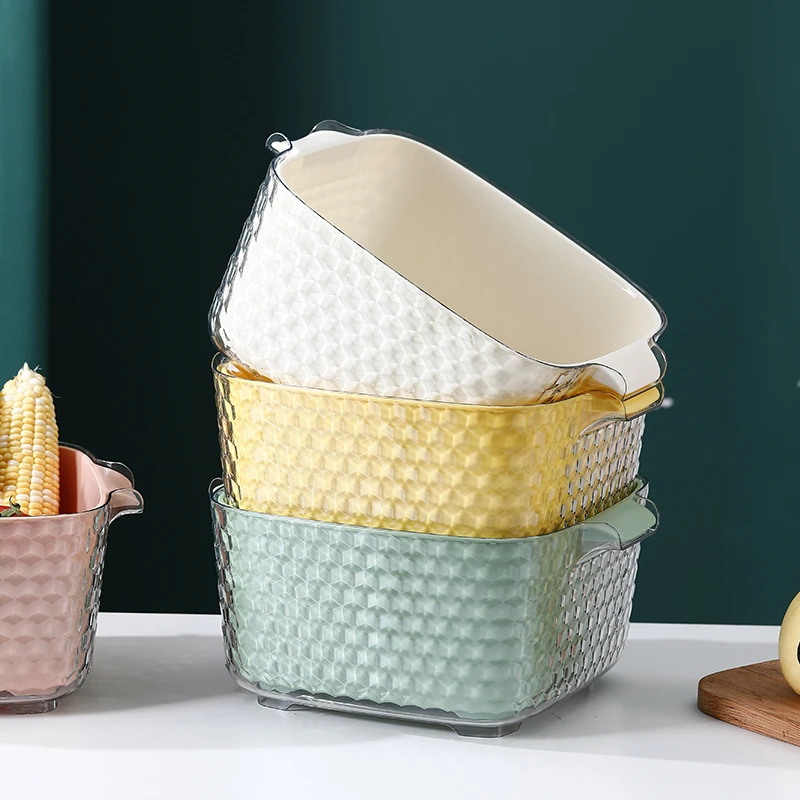 双层洗菜盆沥水篮厨房家用水果篮简约滤水淘米洗菜篮子加厚大容量