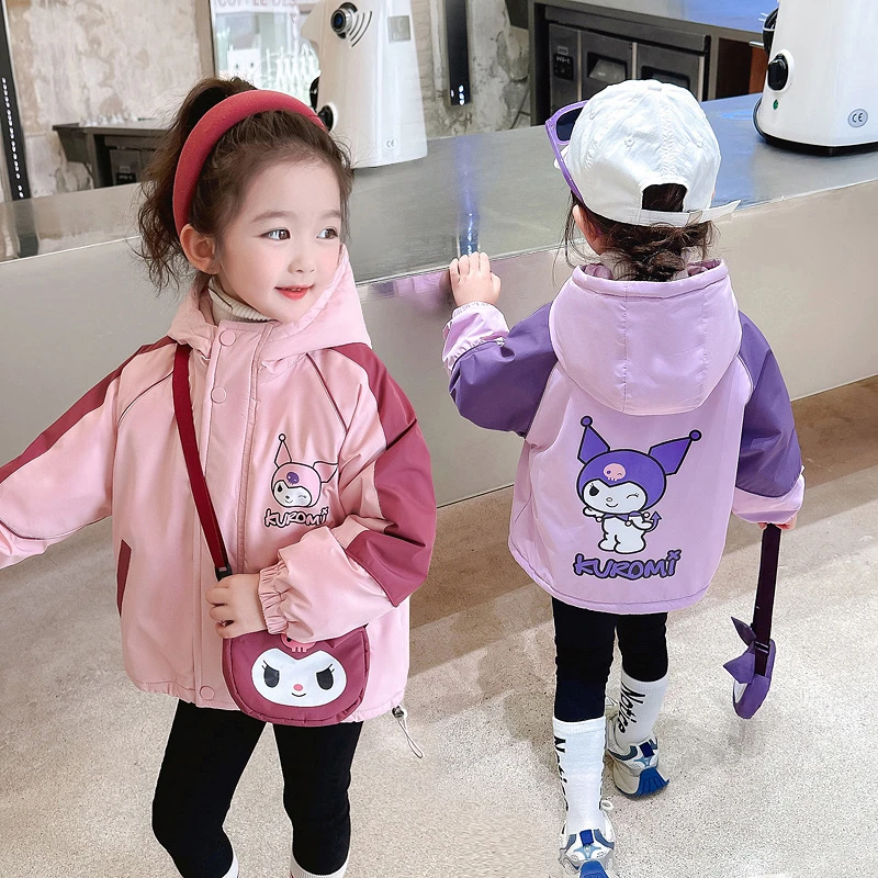 女童儿童加绒加厚棉服冲锋衣外套韩版洋气休闲连帽中长款秋冬冬季