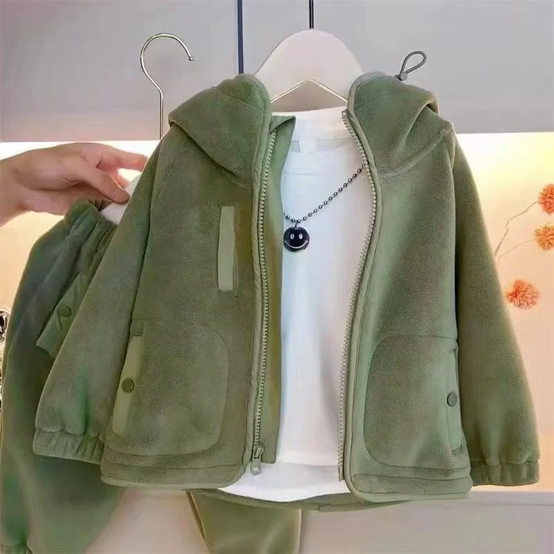 男童小童秋冬春秋秋季套装洋气休闲连帽加绒加厚帅气韩版运动秋款