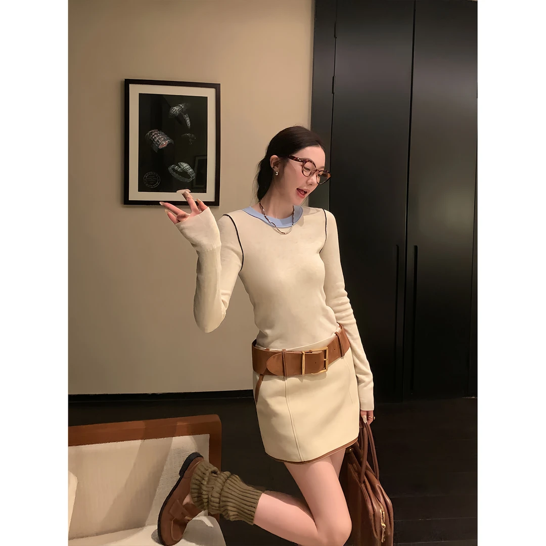 区区欧阳【超重工 m*u系腿精】腰带短款半身裙女冬季新款高腰显瘦