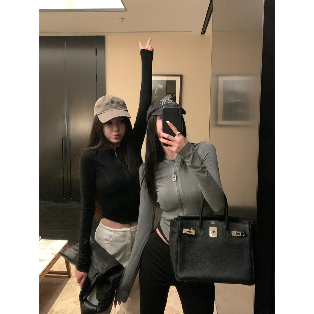 区区欧阳 防晒外套女夏季新款长袖修身辣妹短款针织开衫上衣