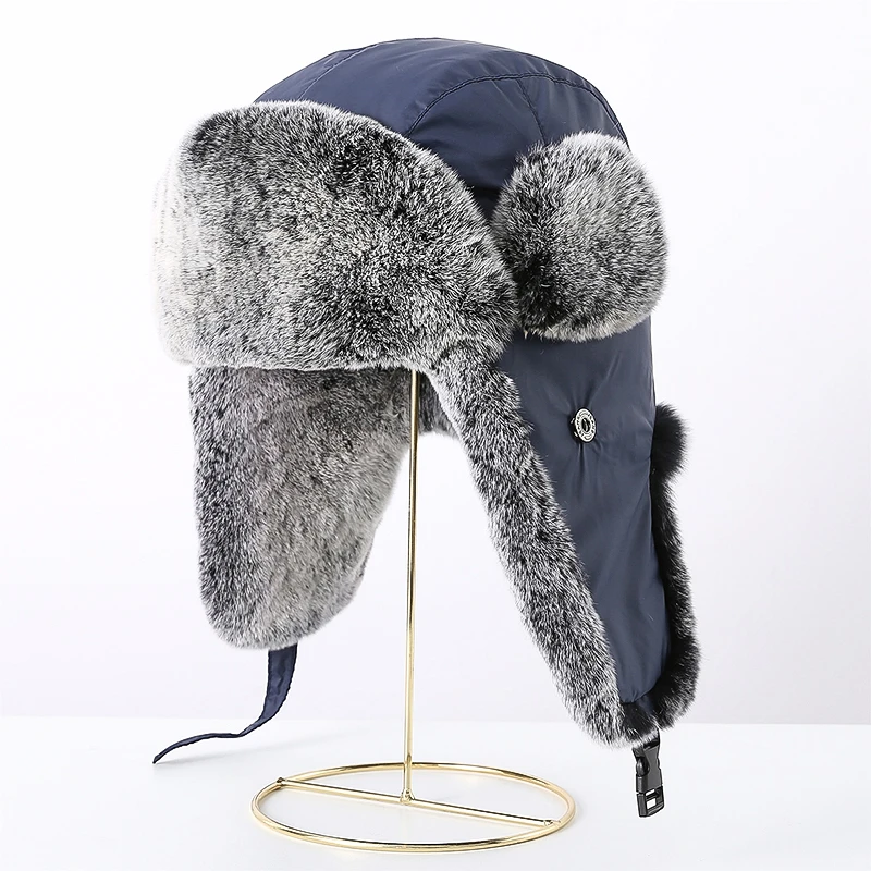 獭兔毛雷锋帽子男女冬季东北户外防寒滑雪帽骑车护耳加厚保暖棉帽