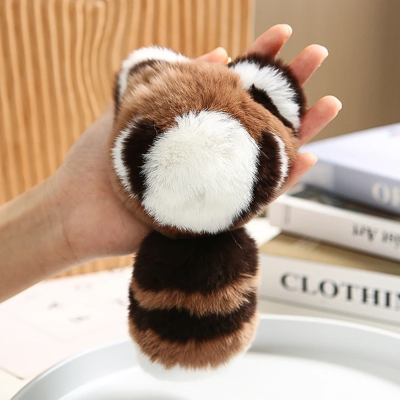 可爱小浣熊真獭兔毛汽车钥匙扣包包挂件毛绒公仔时尚玩偶挂饰礼物