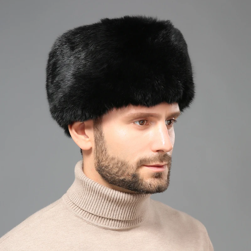 中老年兔毛帽子男冬季加厚保暖户外护耳东北爸爸爷爷皮草雷锋棉帽