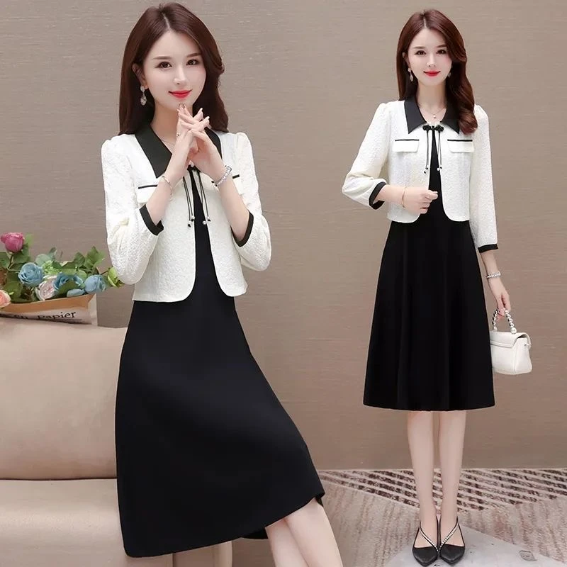 小香风套装连衣裙女春秋2024新款爆款时尚高级感广州十三行两件套