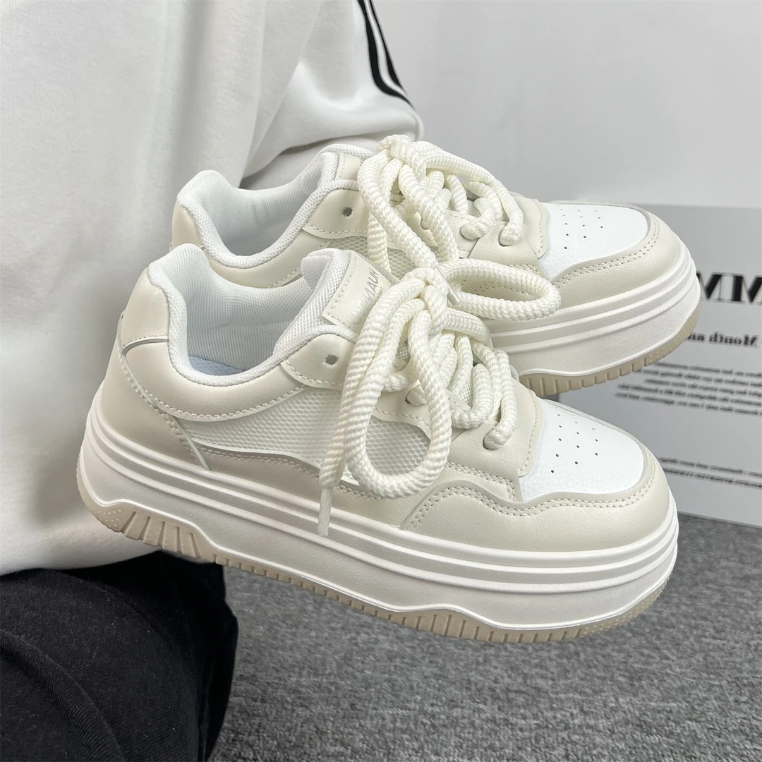 环球厚底小白鞋女2024新款夏季鞋子女百搭配裙子网面透气休闲板鞋