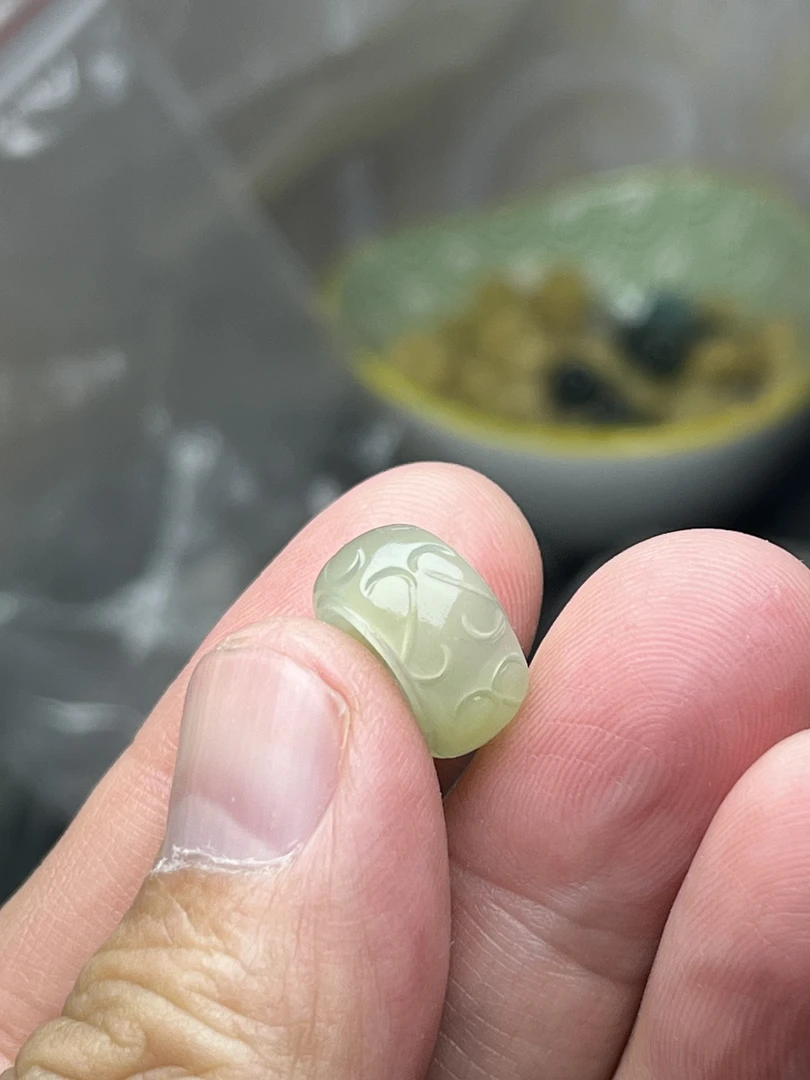和田玉，回纹跑环内径8+mm