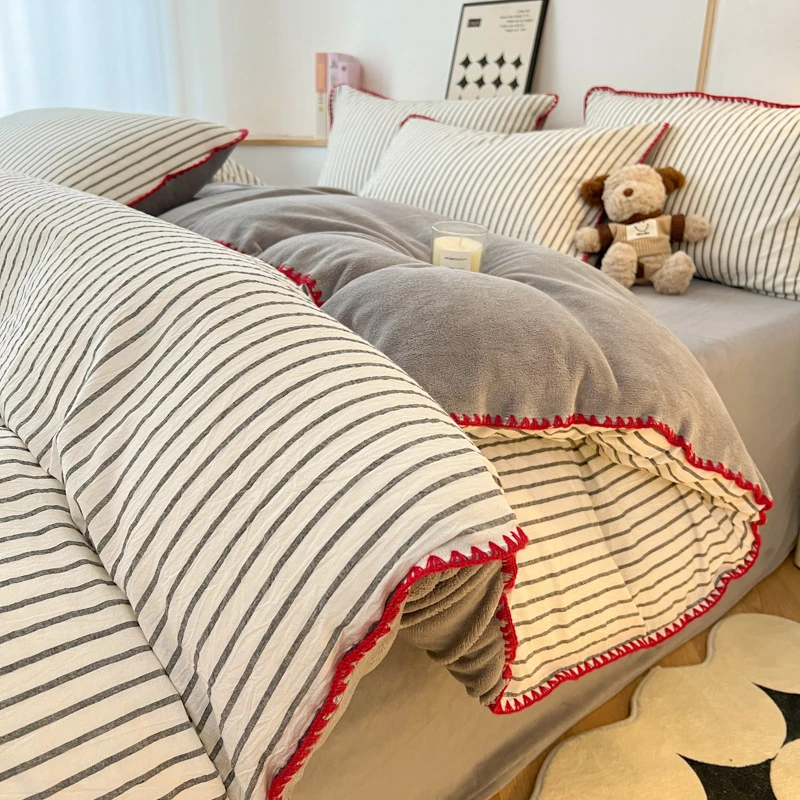 睡个好觉 AB面牛奶绒四件套 A类秋冬B面牛奶绒加绒学生宿舍三件套