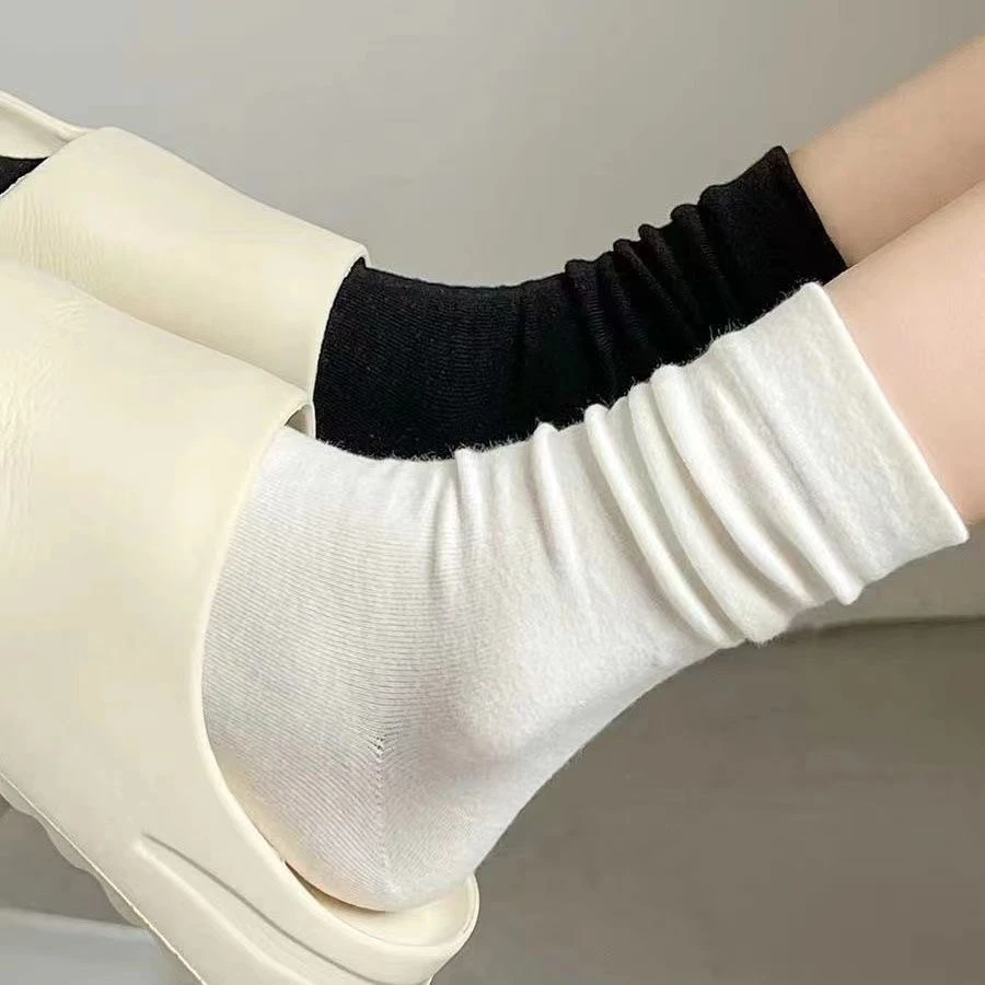 袜子女春夏情侣百搭袜子纯色潮白色堆堆袜学院风网红月子袜学生